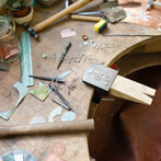 Josephine Gommersall at work in the YAS silversmiths starter studio at Persistence Works in Sheffield 2017